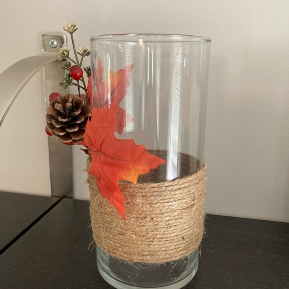 Rustic autumn glass decorative vase - Picture 3 of 6